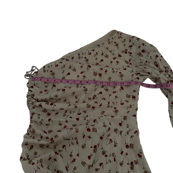 Sabo Skirt | Dainty Floral One Sleeve Ruched Mini Dress Size L - Picture 9 of 12